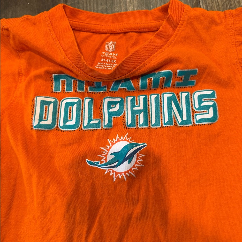 NFL Miami Dolphins Kids Tees in Aqua Blue & Orange toddler size 4 bundle lot - Picture 3 of 3